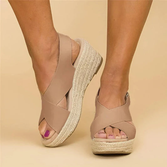 Women's Orthopedic Espadrilles Wedge Sandals With Cross Straps