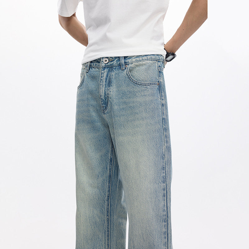 Light Blue Streetwear Loose Fit Bootcut Jeans Spring Jeans For Men Flared Pants Mens Trousers Quality Comfort Style