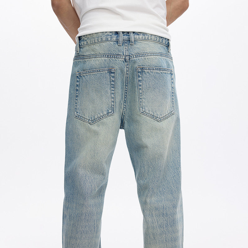 Light Blue Streetwear Loose Fit Bootcut Jeans Spring Jeans For Men Flared Pants Mens Trousers Quality Comfort Style