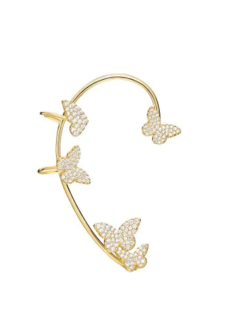 Full Diamond Butterfly Earrings Female Temperament Without Pierced Super Fairy