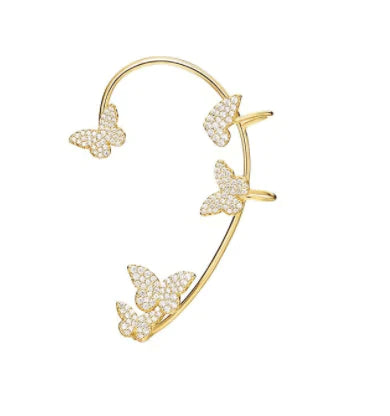 Full Diamond Butterfly Earrings Female Temperament Without Pierced Super Fairy