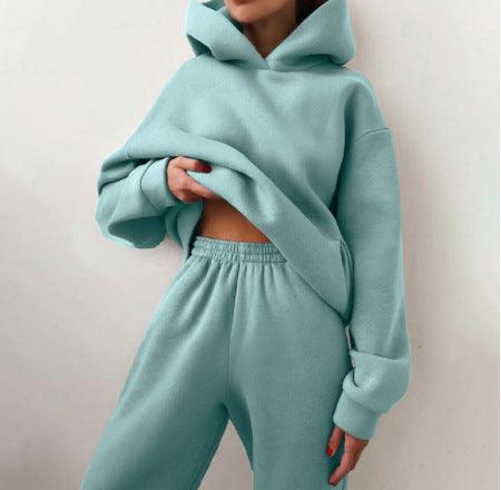 Stay Fashion-Forward with Spring Women's Two-Piece Casual Hooded Sweater Suit
