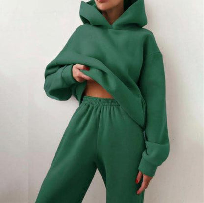 Stay Fashion-Forward with Spring Women's Two-Piece Casual Hooded Sweater Suit